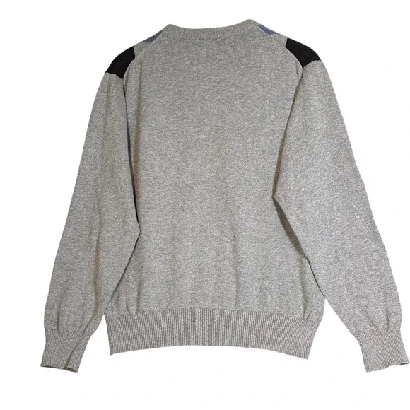 VTG Dockers Men's Argyle‎ Sweater Medium Gray Blue Cotton Crewneck Preppy Golf - Picture 2 of 11